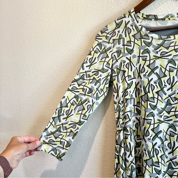 LOGO Lori Goldstein Tunic Top XXS Abstract Print Asym Hem Stretch Boho Artsy - Picture 4 of 10